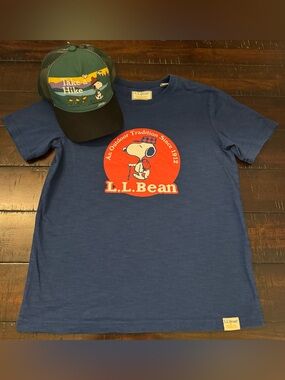 L.L. Bean x Peanuts Snoopy Tee & NWT Matching Trucker Hat, Size: 10-12
